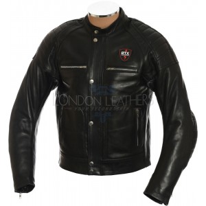 RTX Admiral Black Genuine Leather Biker Jacket 